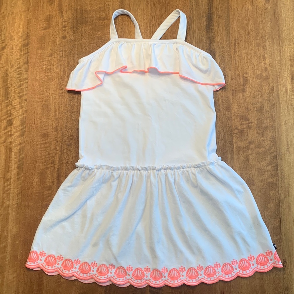**3 for $20** Seashell embroidered dress with coral trim size 12/14